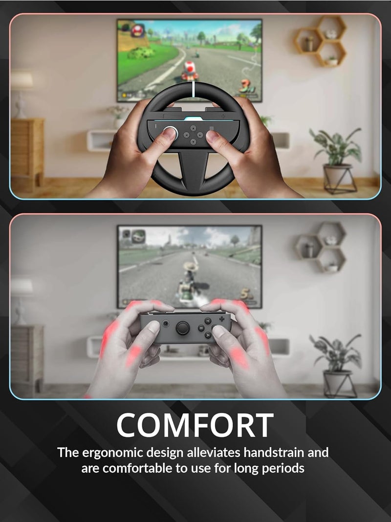 Orzly Steering Wheels – Compatible with Switch 2 (2025 Console) – Twin Pack Racing Wheel Accessories for Joy-Con Controllers and MarioKart Racing Games (2 Black Wheels) Gift Boxed - Image 4